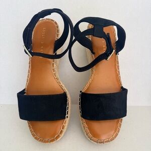Kelly & Katie Black Faydrena Black Espedrille Wedge Sandals Women's Size 7.5